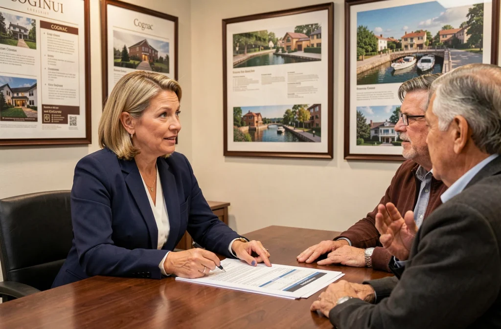 Conseillère de l'Agence Lafontaine Immobilier Cognac accompagnant un couple dans leur projet d'achat immobilier à Cognac