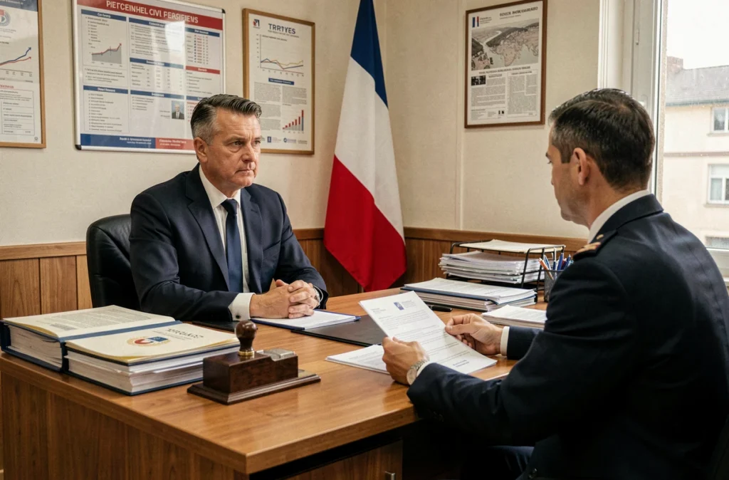 Courtier du Crédit Social des Fonctionnaires à Troyes en consultation avec un agent de la fonction publique