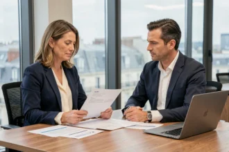 Investisseur discutant avec un conseiller financier avant de choisir une société de gestion SCPI